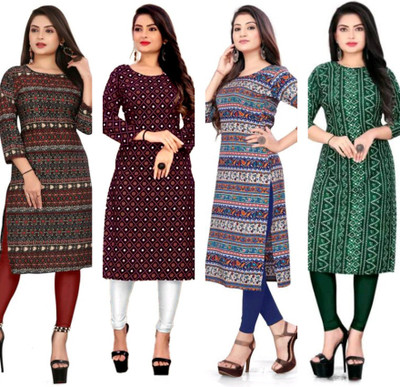 MIROSELLY CREATION Women Printed, Geometric Print Straight Kurta(Multicolor)