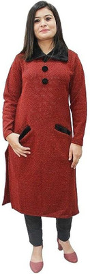 Hautemoda Women Solid Straight Kurta(Maroon)