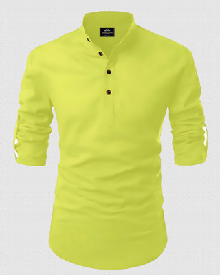 Fashion Marts Men Solid Straight Kurta(Light Green)