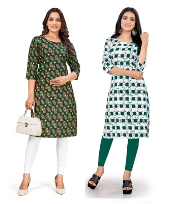 dharmanandan creation Women Printed Straight Kurta(Multicolor)