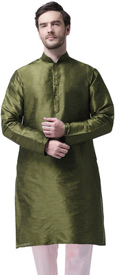 SG LEMAN Men Self Design Straight Kurta(Light Green)