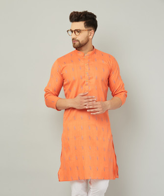 ARMAAN ETHNIC Men Self Design Straight Kurta(Orange)