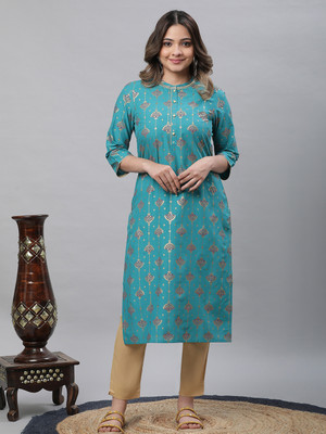 Aurelia Women Self Design A-line Kurta(Blue)
