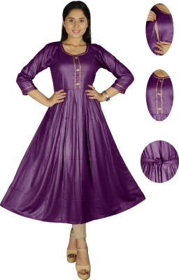 WAY SAFE Women Self Design Anarkali Kurta(Purple)