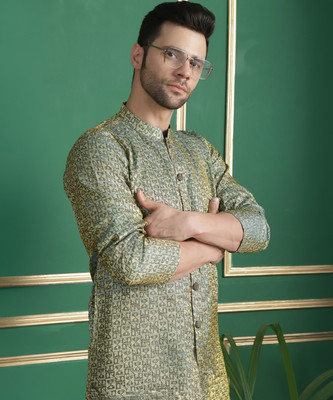 ANOUK Men Printed Straight Kurta(Green)