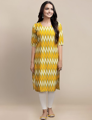Maheshvi Women Printed A-line Kurta(Yellow)