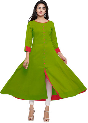 Vasumati Fashion Women Solid Ethnic Dress Kurta(Green)