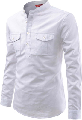Yugnik Men Solid A-line Kurta(White)