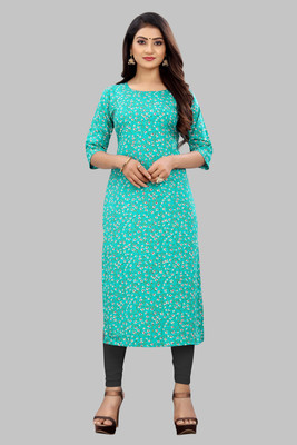 tanvi creation Women Floral Print Straight Kurta(Green)