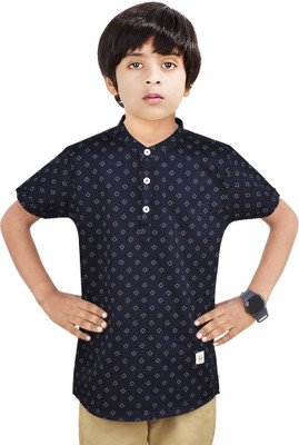 MADE IN THE SHADE Boys Self Design Straight Kurta(Blue)