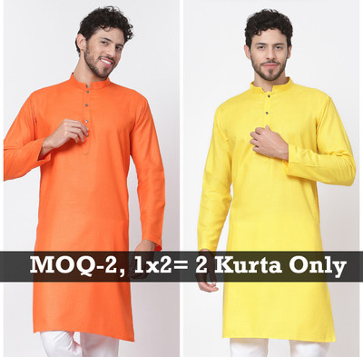 Tsarina Men Solid Straight Kurta(Multicolor)