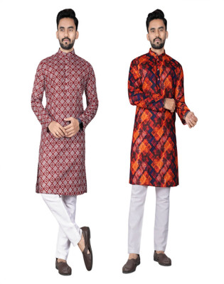 DHASU TRENDZ Men Printed Straight Kurta(Multicolor)