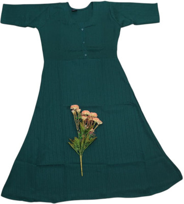 ANNAMALAIYAR TEX Women Solid Anarkali Kurta(Dark Green)