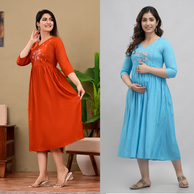 mayraa Women Embroidered Anarkali Kurta(Blue)