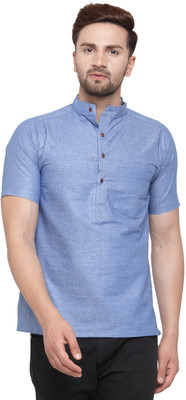 Sayesha Men Solid Straight Kurta(Blue)