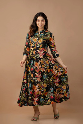 flexflow Women Printed Straight Kurta(Multicolor)