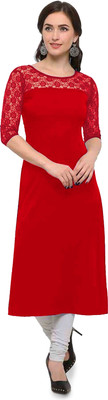 Maheshvi Women Self Design Straight Kurta(Red)