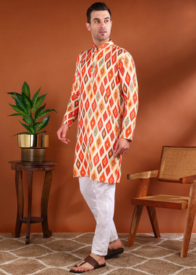 Divastri Men Printed Straight Kurta(Multicolor)