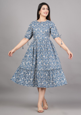 CLOTHI FAB Women Floral Print Anarkali Kurta(Grey)