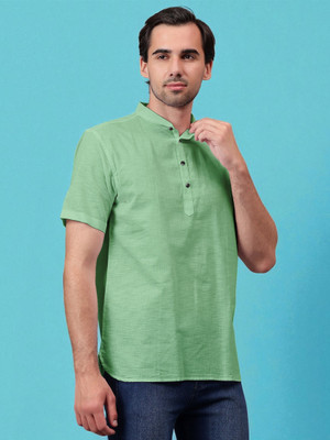 FireFish Men Solid A-line Kurta(Light Green)