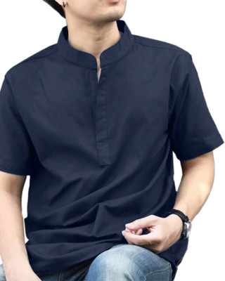 Edinwolf Men Solid A-line Kurta(Dark Blue)
