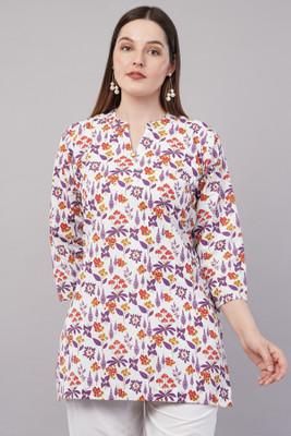 Moli Women Floral Print, Printed Flared Kurta(White, Purple, Red, Yellow)