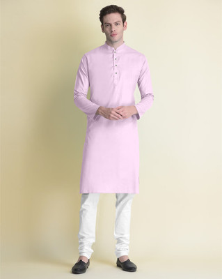 JENZEE Fashion Men Printed Straight Kurta(Pink)