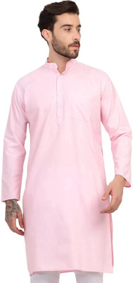 JEXI Men Solid Straight Kurta(Pink)