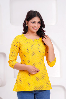 Assamica Women Printed Straight Kurta(Yellow)