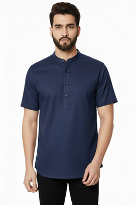 Super Weston Men Solid Straight Kurta(Dark Blue)