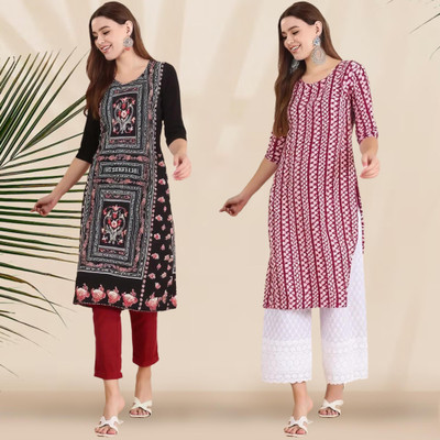 1 Stop Fashion Women Printed Straight Kurta(Multicolor)