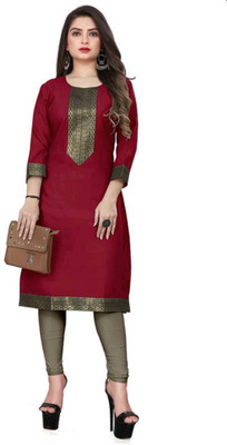 Maaa Meladi CreationS Women Solid Straight Kurta(Maroon)