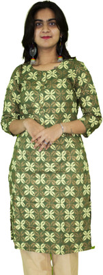 Uniplanet Store Women Printed Straight Kurta(Green)