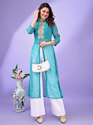 Youthnic Women Printed Frontslit Kurta(Multicolor)
