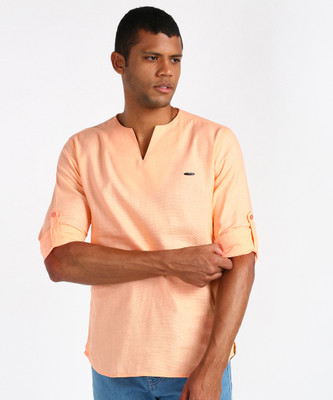 The Indian Garage Co. Men Self Design Straight Kurta(Green)