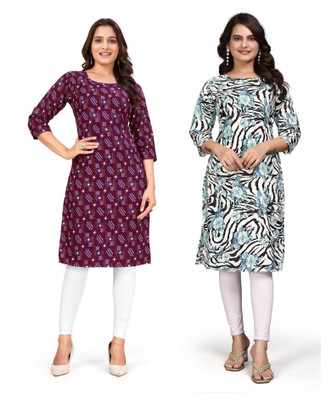 shilpa synthetic Women Printed Straight Kurta(Multicolor)