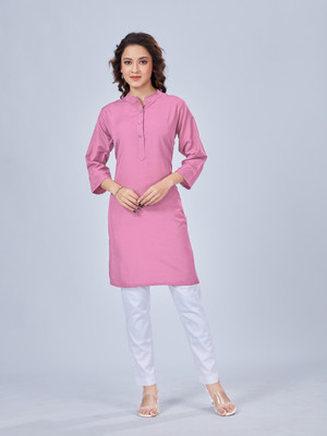 SPGR Women Solid Straight Kurta(Pink)