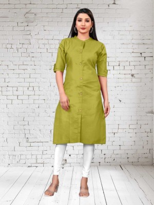 Narrow Fashion Women Solid Straight Kurta(Green)