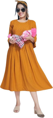 Shri Shyama Creation Women Printed A-line Kurta(Yellow)