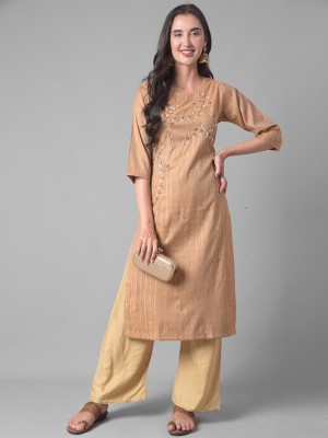 Dollar Missy Women Self Design Straight Kurta(Beige)