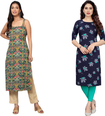 KALAXI Women Printed Straight Kurta(Multicolor)