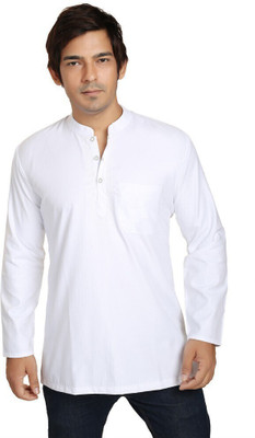 Arch Element Men Solid Straight Kurta(White)
