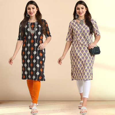 1 Stop Fashion Women Printed Straight Kurta(Multicolor)