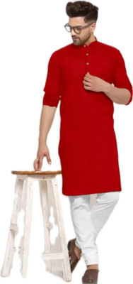 VINAARI Men Solid A-line Kurta(Red)