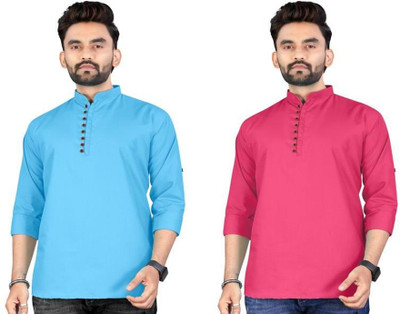 TRUST OUS Men Solid Straight Kurta(Multicolor)