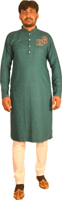 amrgarments Men Embroidered Straight Kurta(Dark Green)