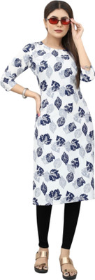 HouseOfCommon Women Self Design Straight Kurta(Blue)