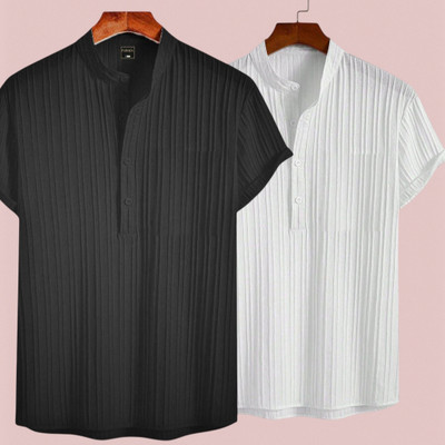 JenilEStore Men Self Design A-line Kurta(Black, White)