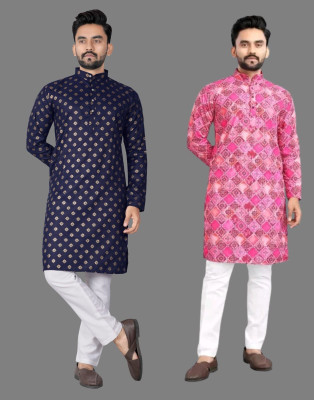 DHASU TRENDZ Men Printed Straight Kurta(Multicolor)