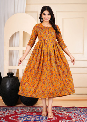 anjil Women Printed Anarkali Kurta(Multicolor)